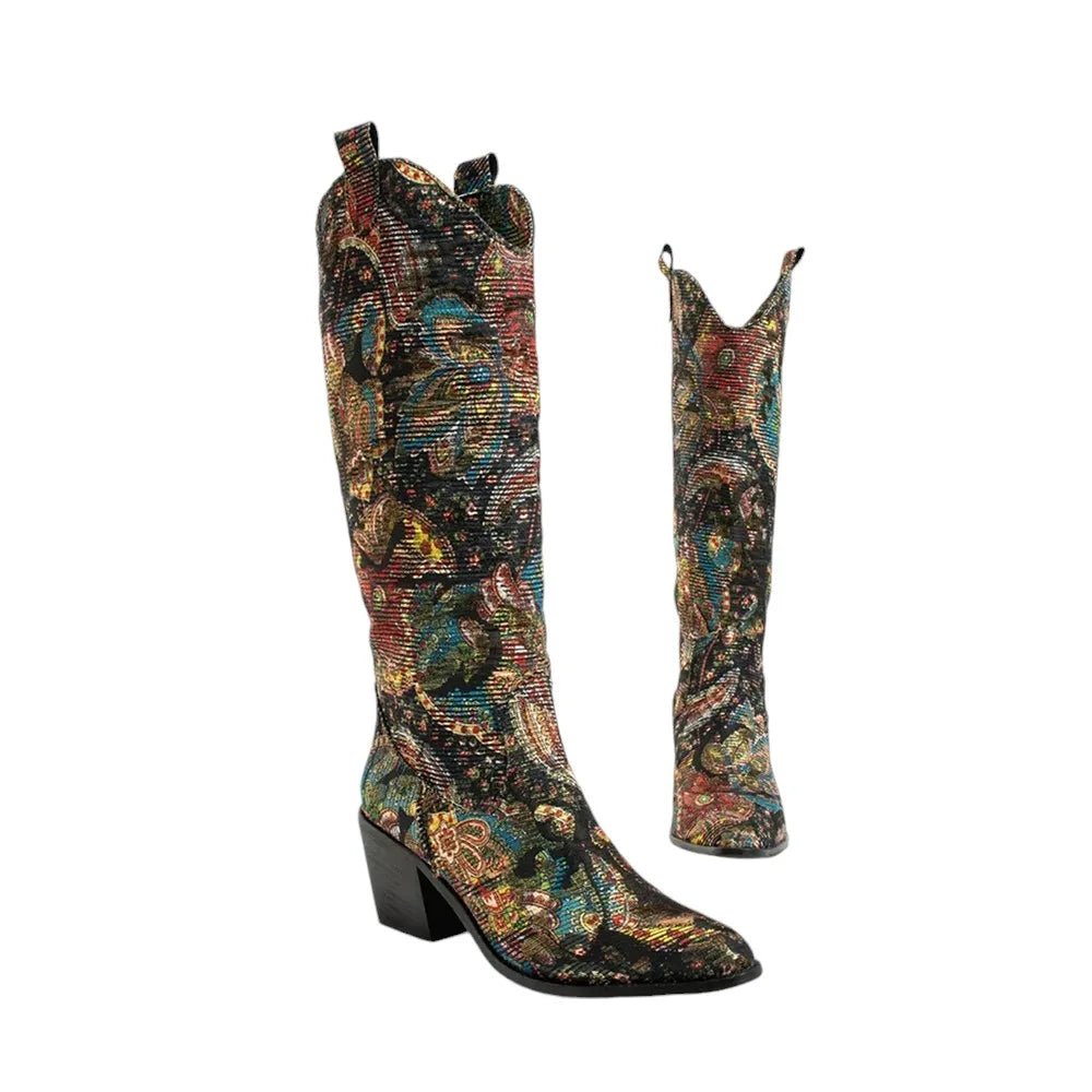 Woman's Knee High Colorful Cowboy Boots