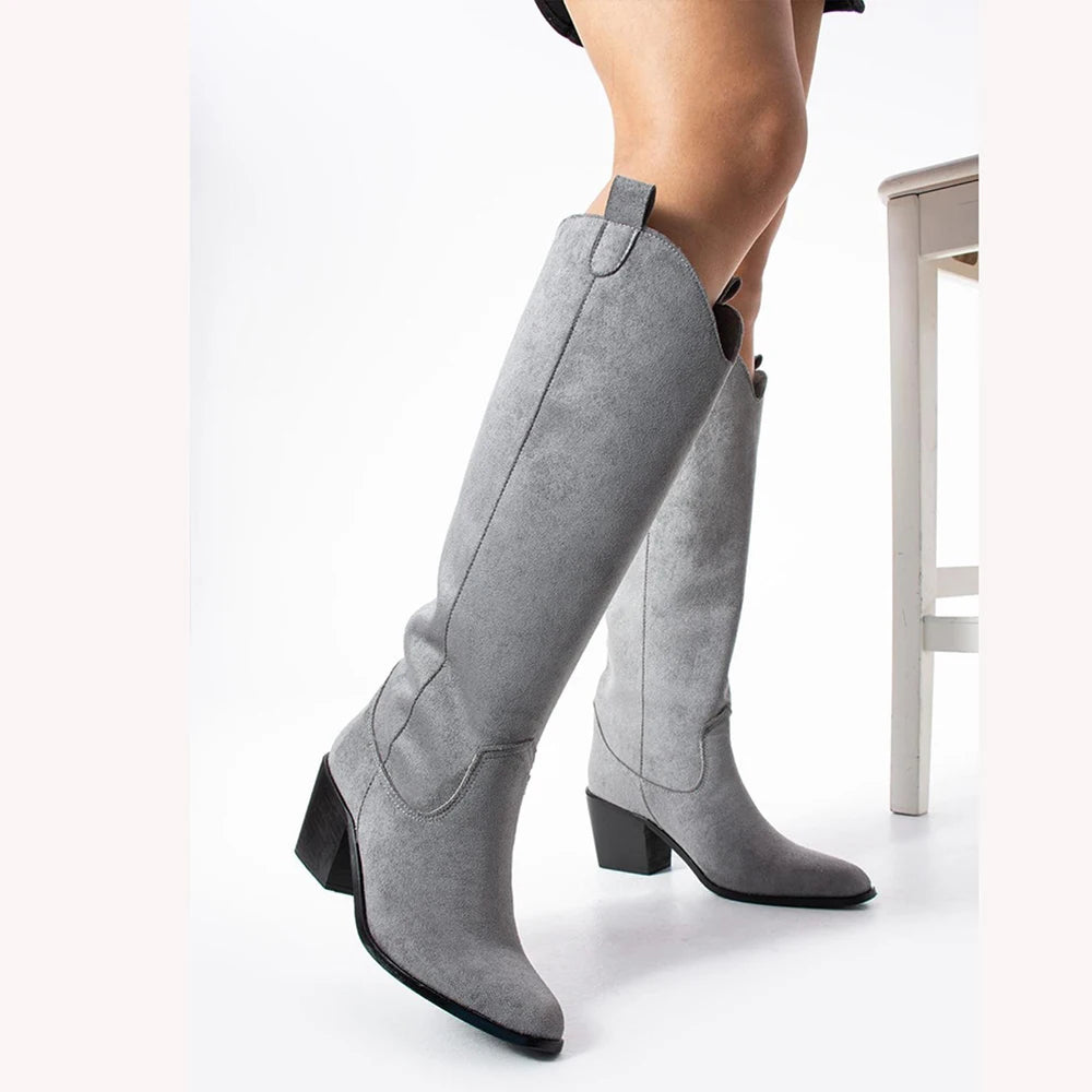 Brown Knee High Cowboy Boots for Women