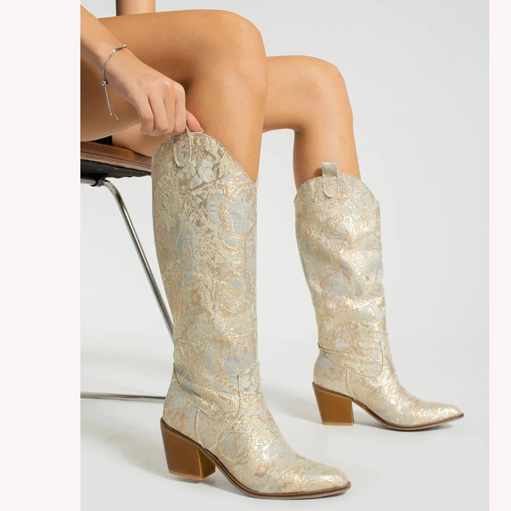 Woman's Knee High Colorful Cowboy Boots