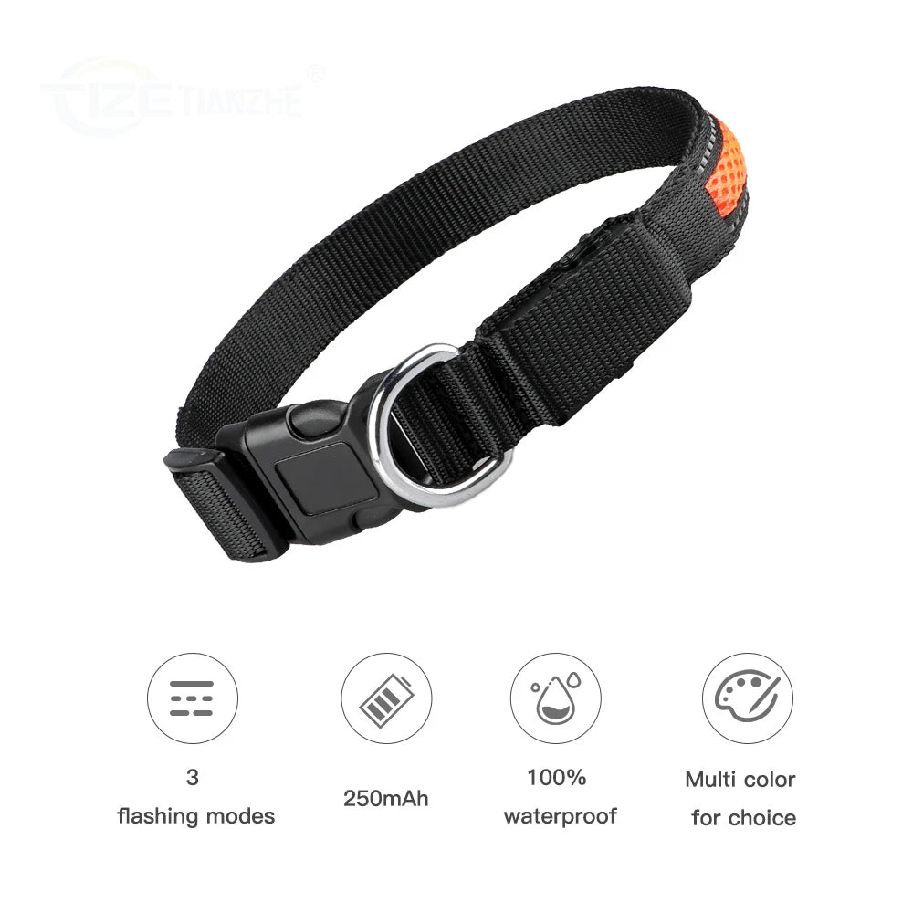 MASBRILL LED Dog Collar Luminous For Safety, Flashing Glow, Waterproof, Reflective