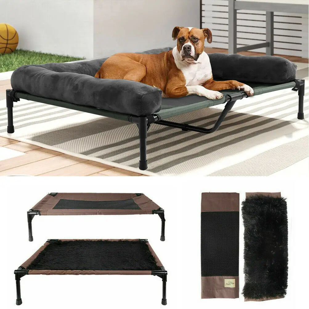 Elevated Cooling Dog Bet with Bolster, Indoor/Outdoor