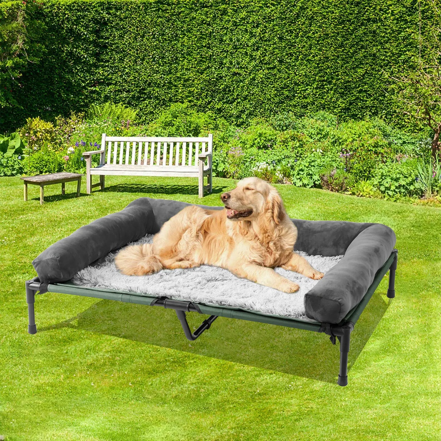 Elevated Cooling Dog Bet with Bolster, Indoor/Outdoor