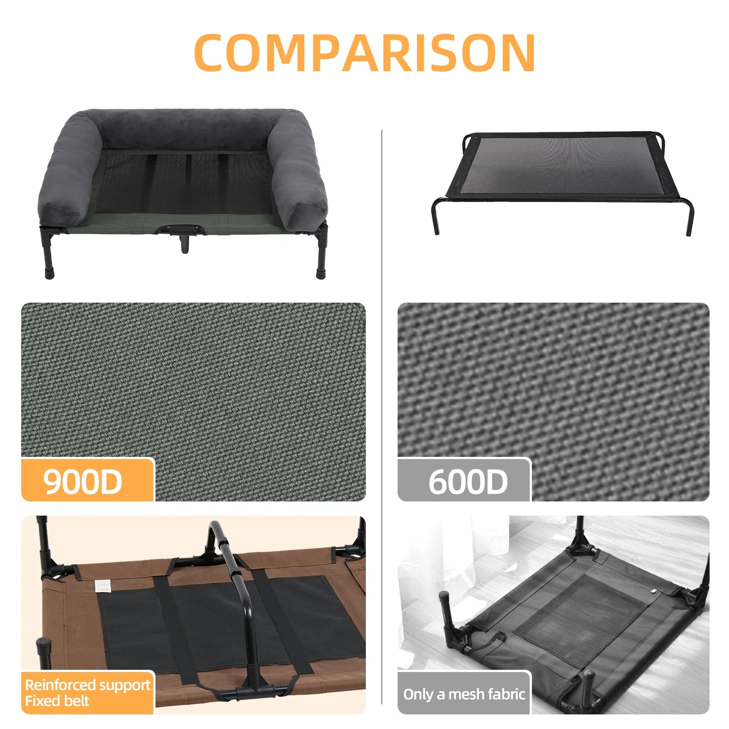 Elevated Cooling Dog Bet with Bolster, Indoor/Outdoor