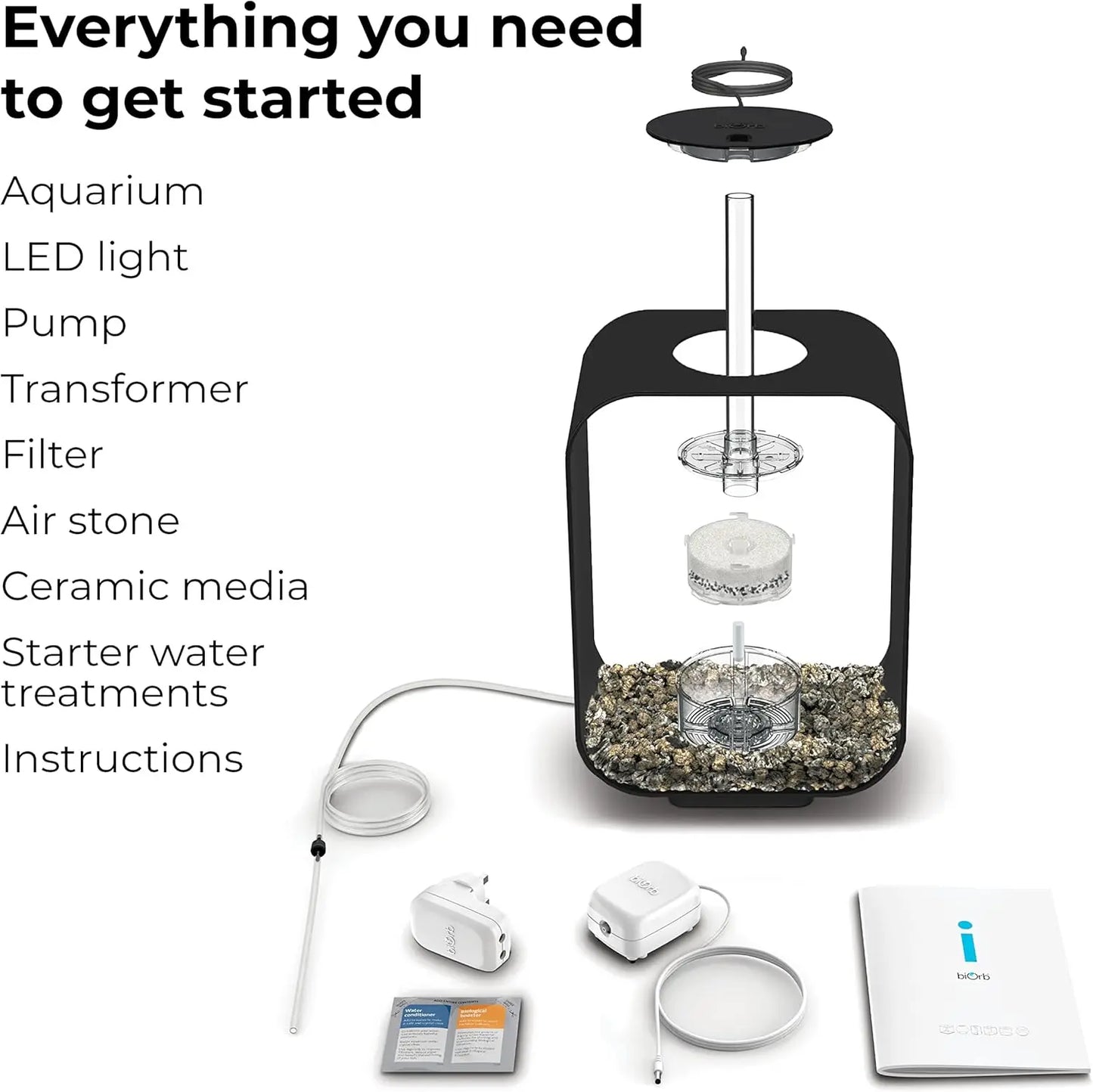 Acrylic 4-Gallon Aquarium With White LED Lights