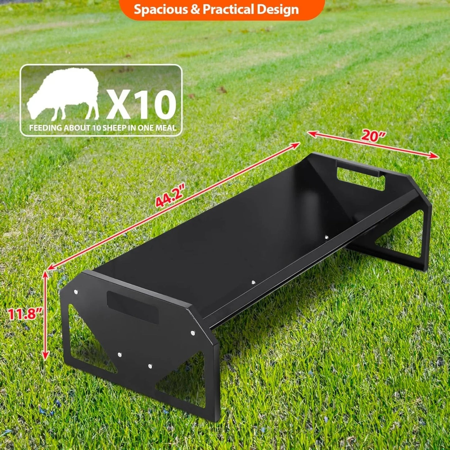 US 44.2" Long, Heavy-Duty Large Capacity Livestock Feeder