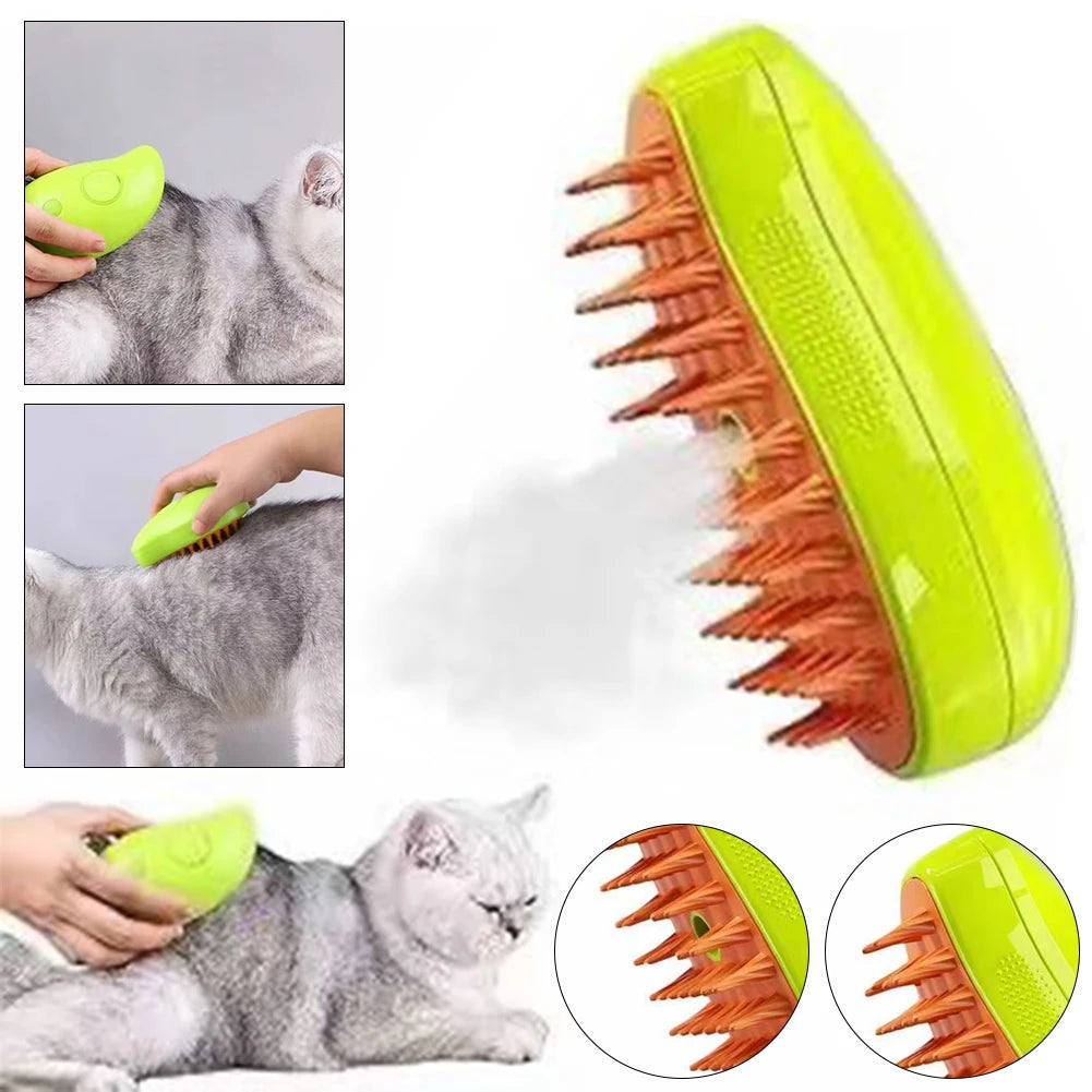 3 In 1 Steamy Pet Grooming Brush For Dogs And Cats