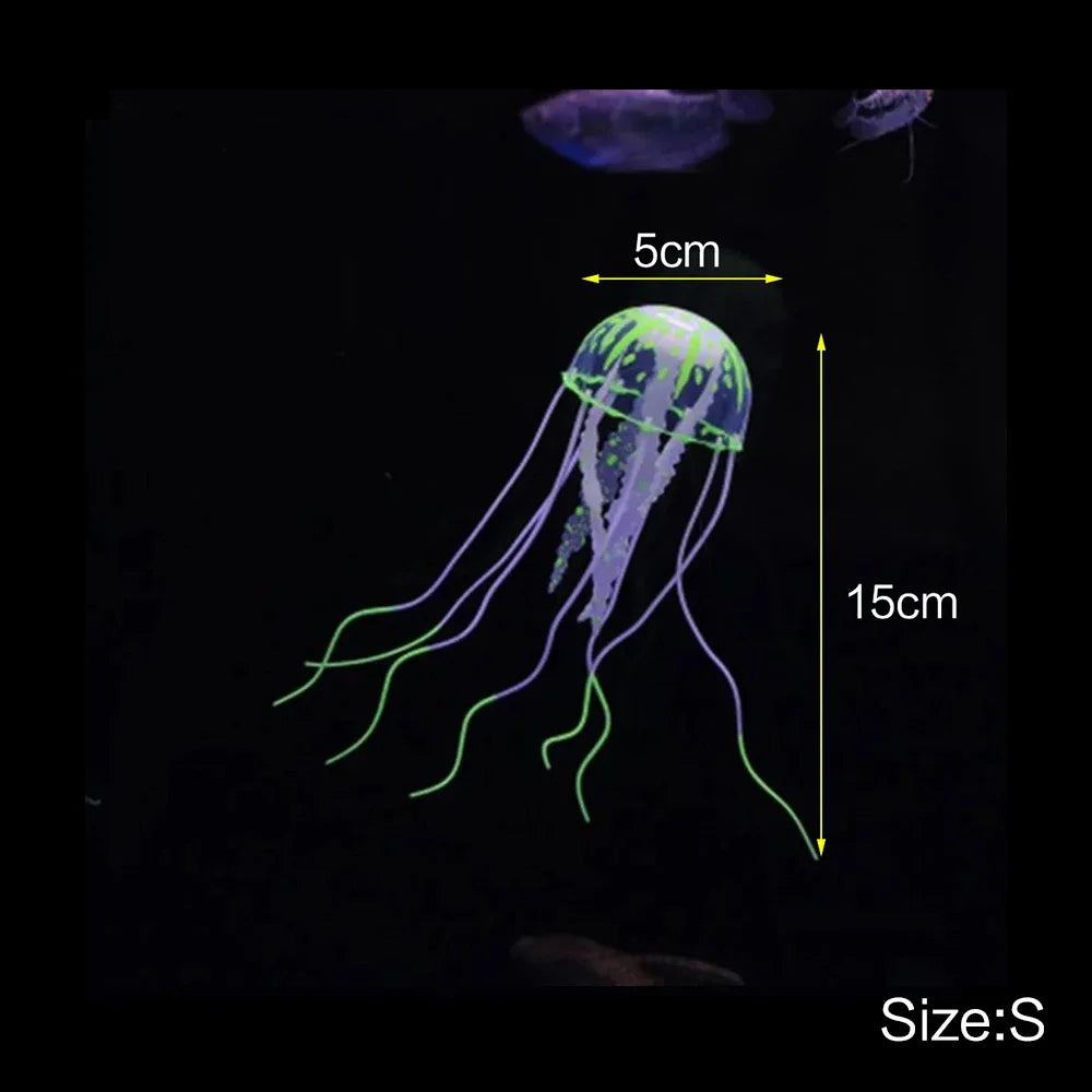 JJYY Artificial fluorescent jellyfish, luminous fish tank decoration