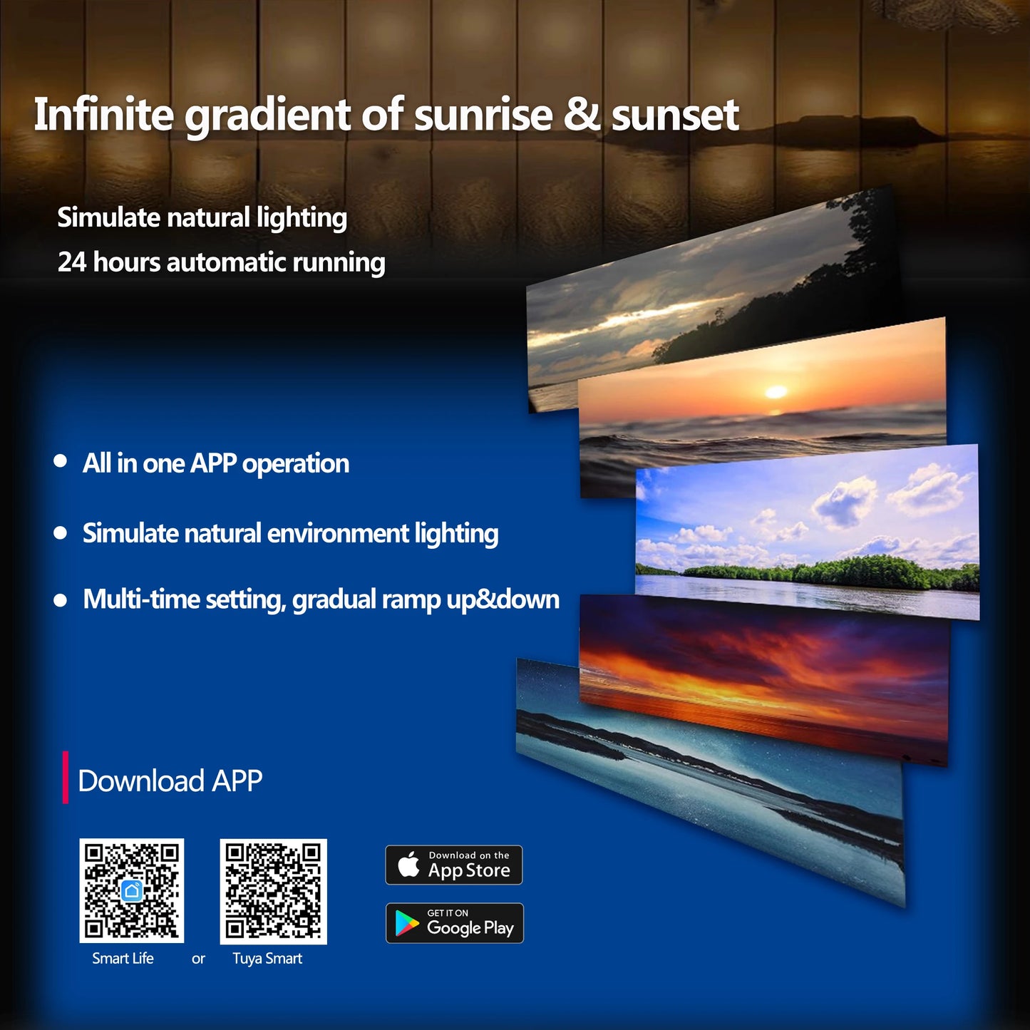 WiFI App Control Full Spectrum Marine LED Aquarium Light for Coral Reef Fish Tank,Saltwater Lighting