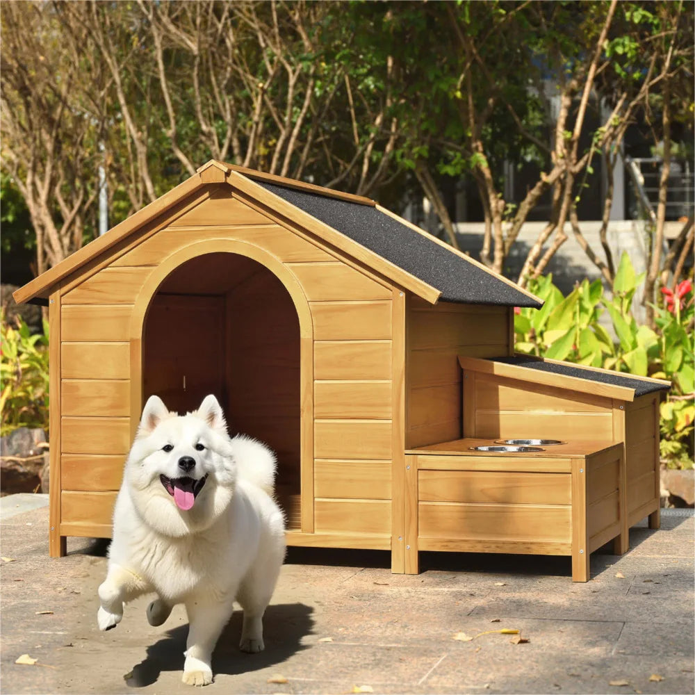 Wooden Dog House With Porch, Indoor/Outdoor, Medium