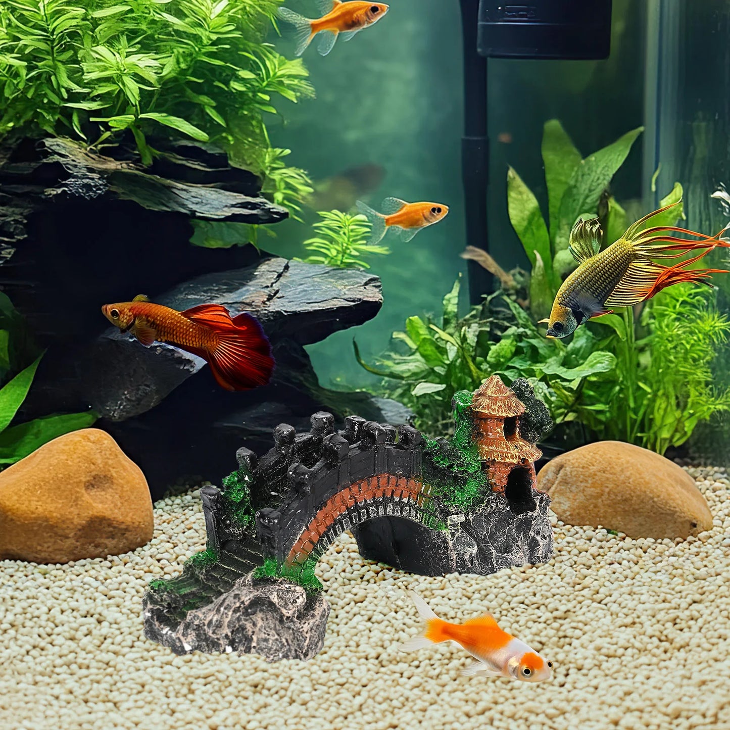 Pavilion Tree Bridge Fish Tank Decoration