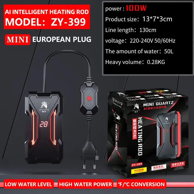 25w/50w/75w/100w/150w/200w Submersible Fish Tank Heater, Quartz Heating Rod