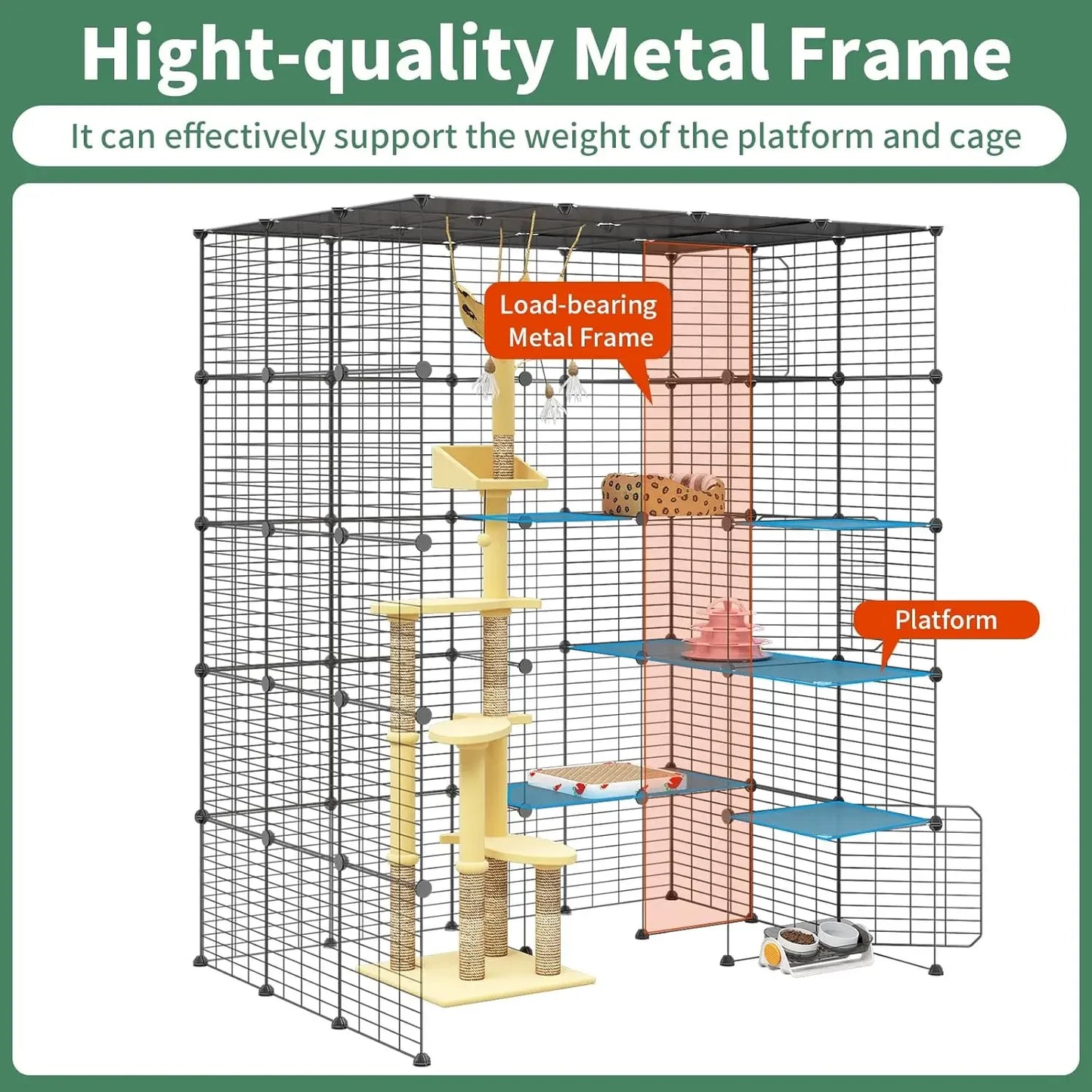 Large Indoor Cat Cage Metal Wire Ideal for 1-4 Cats