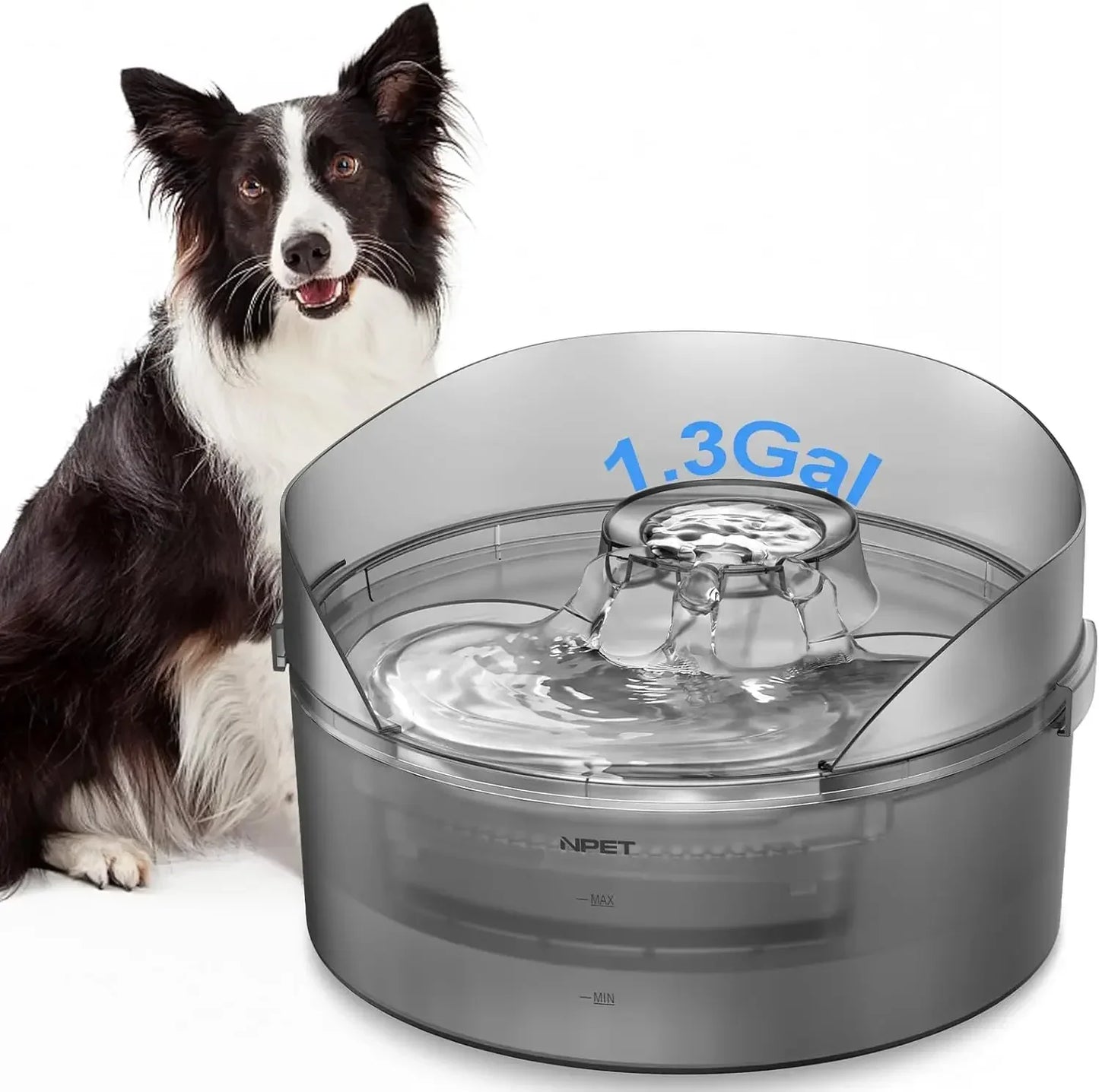Pet Water Fountain, Large Automatic Dog Water Bowl with Splatter Guard
