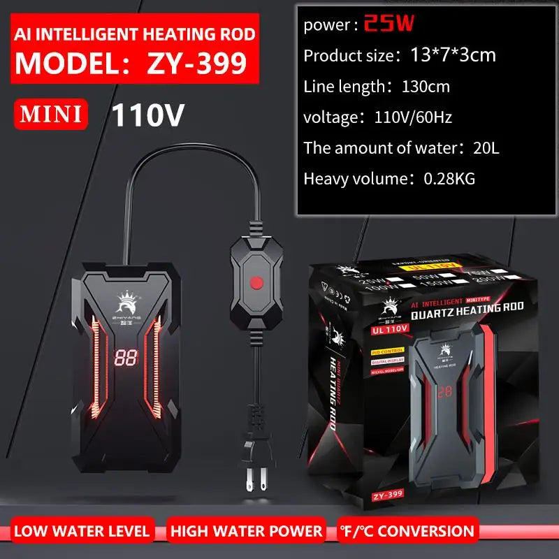 25w/50w/75w/100w/150w/200w Submersible Fish Tank Heater, Quartz Heating Rod