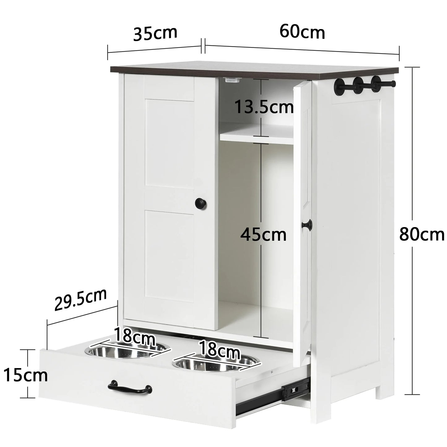 Pet Feeding and Storage Cabinet, Stainless Steel Dog Bowls for Medium Sized Dogs