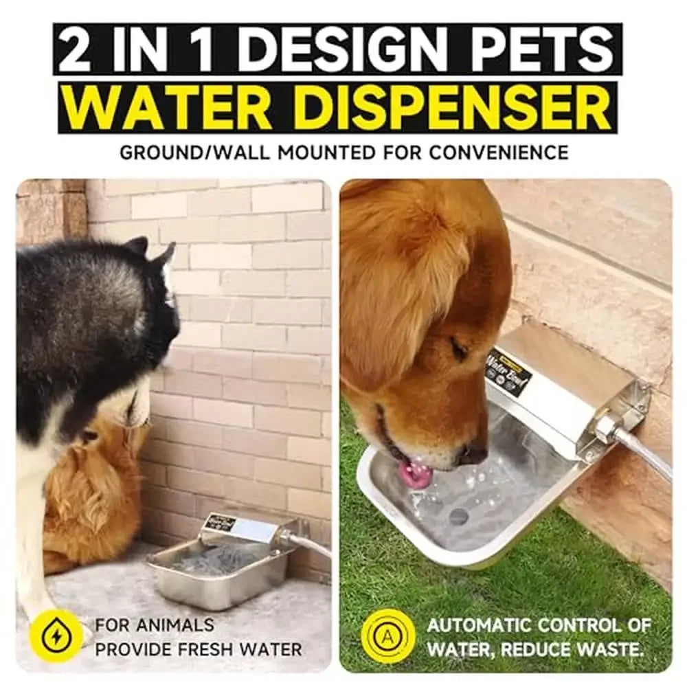 Stainless Steel Automatic Water Bowl 88oz Dogs Livestock Outdoor Use