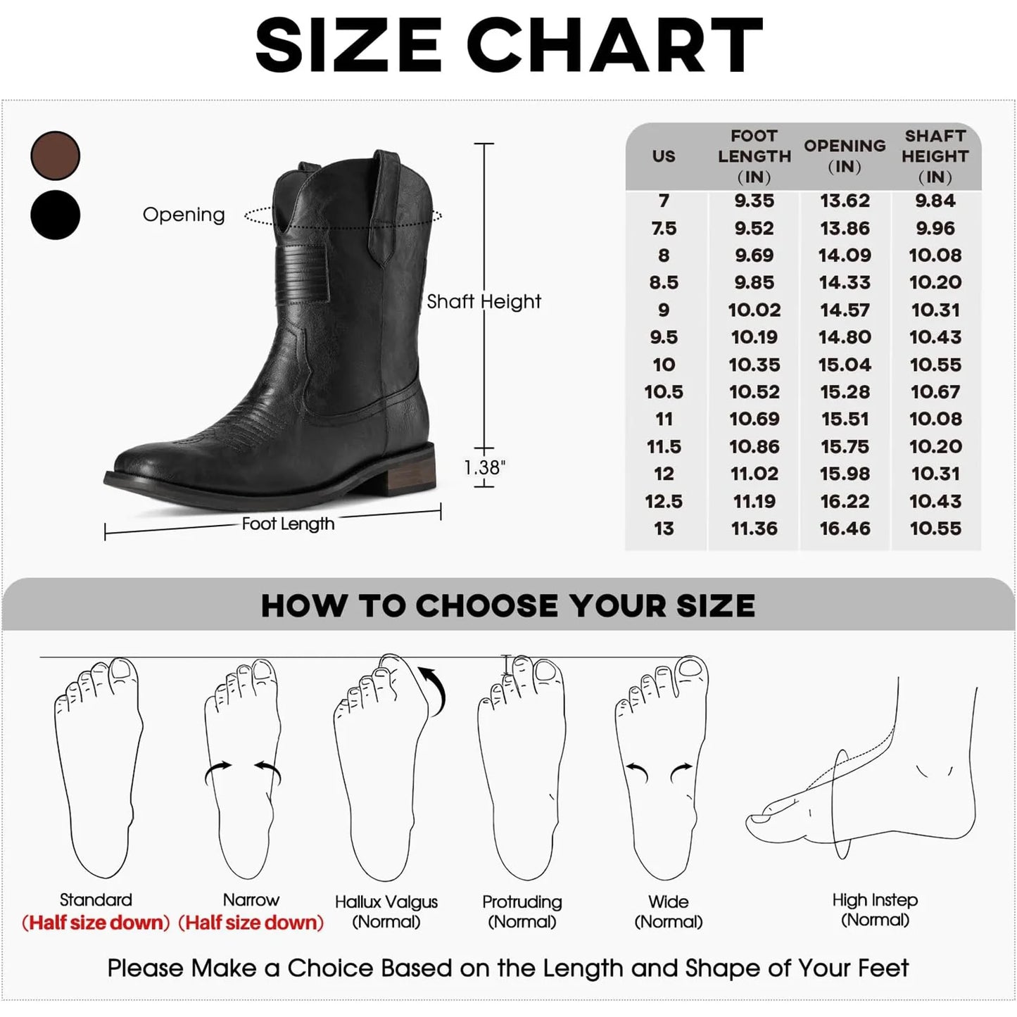 Cowboy Boots For Men - Mens Square Toe Western Boot With Flag, Brown Faux Leather Booties, Botas Para Hombre Vaqueras Suitable F
