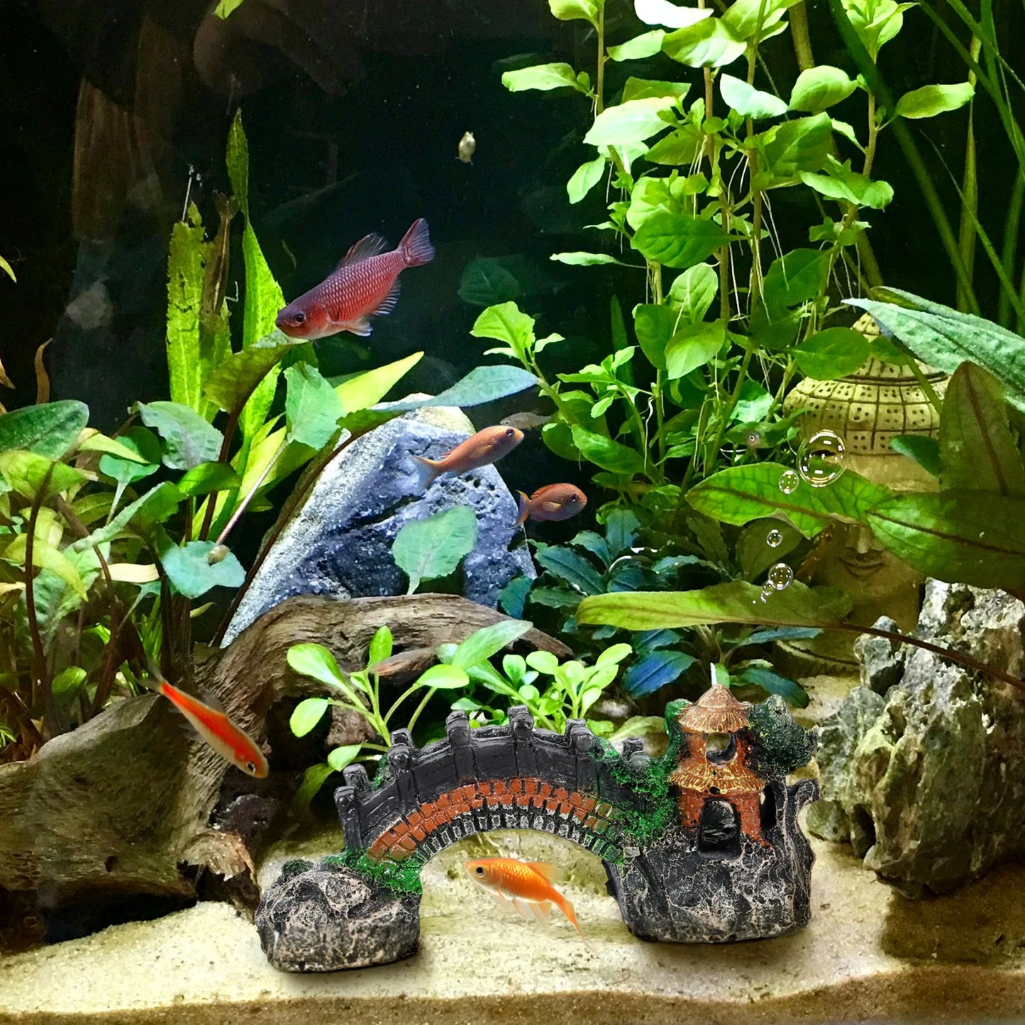 Pavilion Tree Bridge Fish Tank Decoration