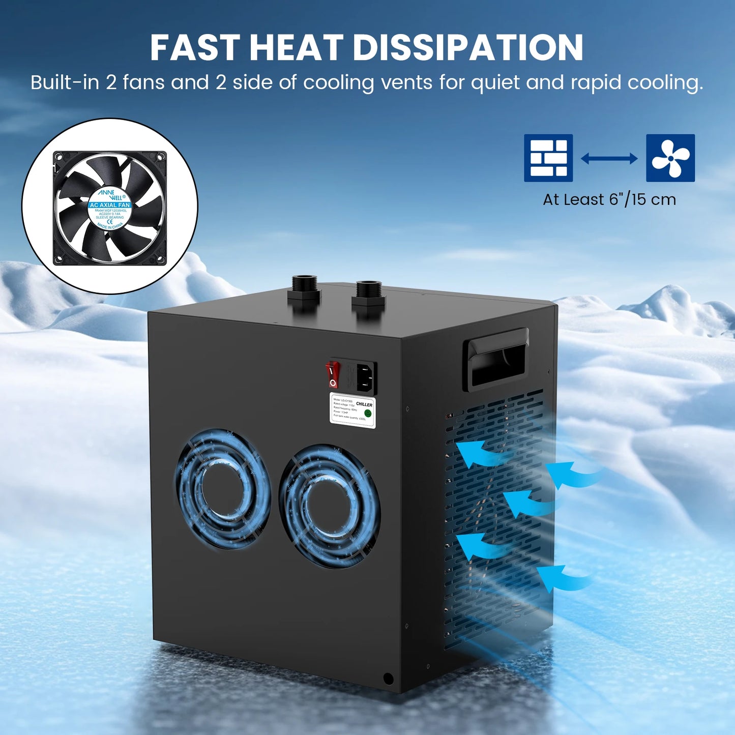 79Gal 1/3 HP Water Chiller for Hydroponics System Home Use Axolotl Fish Coral Shrimp 110V with Pump and Pipe
