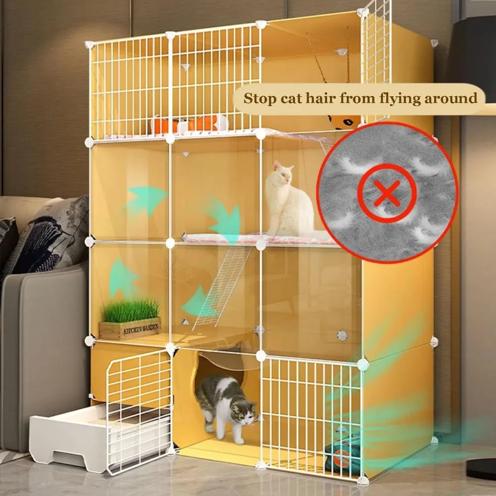 Indoor Large Cat Cage With Litter Box 3-Tier