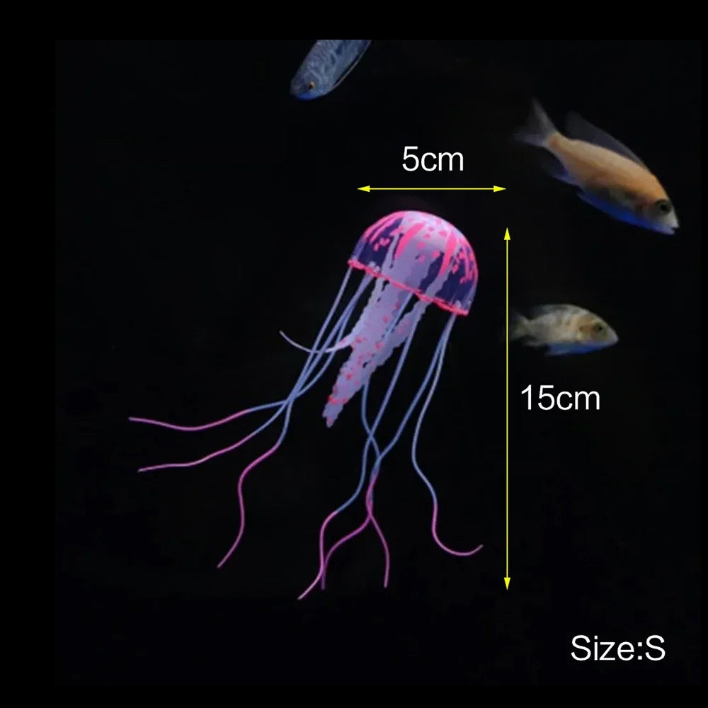 JJYY Artificial fluorescent jellyfish, luminous fish tank decoration