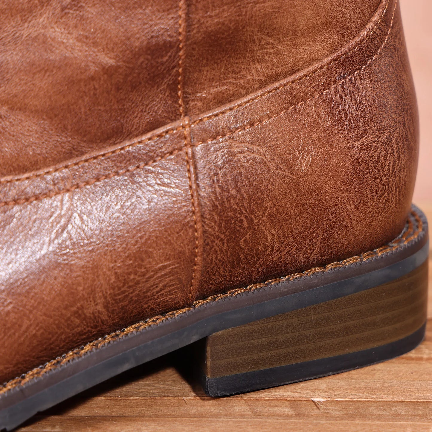 Cowboy Boots For Men - Square Toe Western With Flag