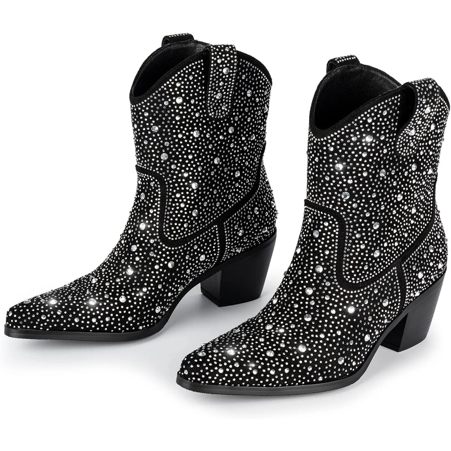 Mid Calf, Glitter Rhinestone Cowboy Boots for Women