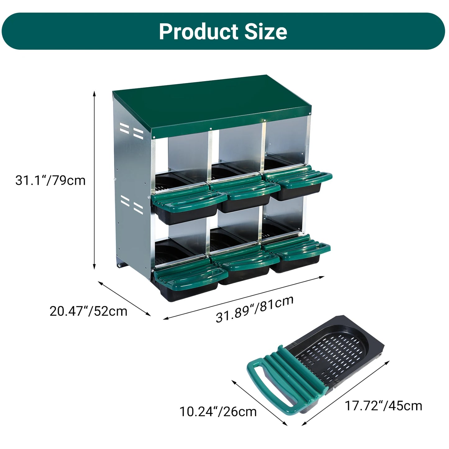 Layer Hen Nesting Boxes, 6 Boxes, 2 Story With Roll Away Eggs