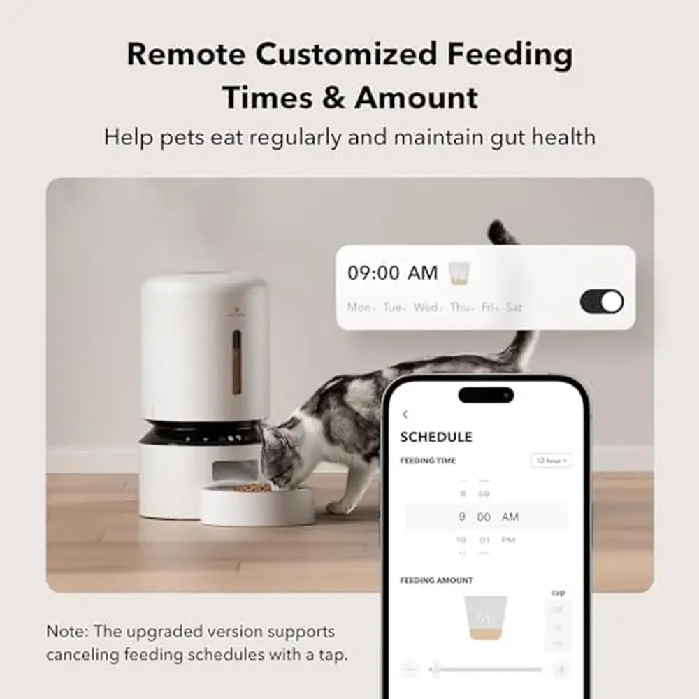 5G WiFi Automatic Pet Feeder 5L Timed Feeder Low Food Sensor Up to 10 Meals Smart Notification Steel Bowl