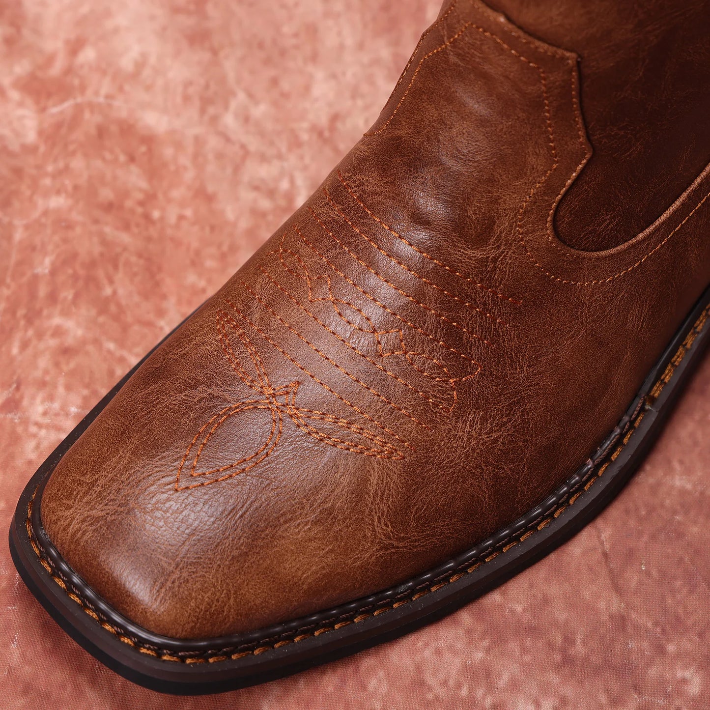 Cowboy Boots For Men - Square Toe Western With Flag