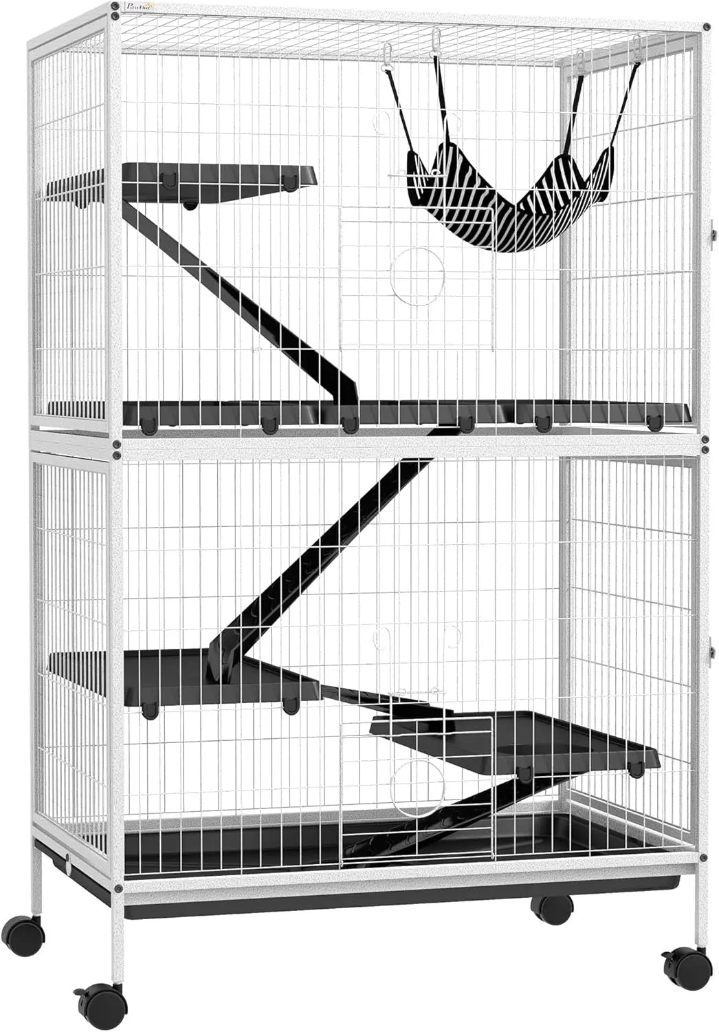 50" 5-Tier Small Animal Cage, Ferret Cage, Large Chinchilla Cage with Hammock Accessory & Heavy-Duty Steel Wire, Small An
