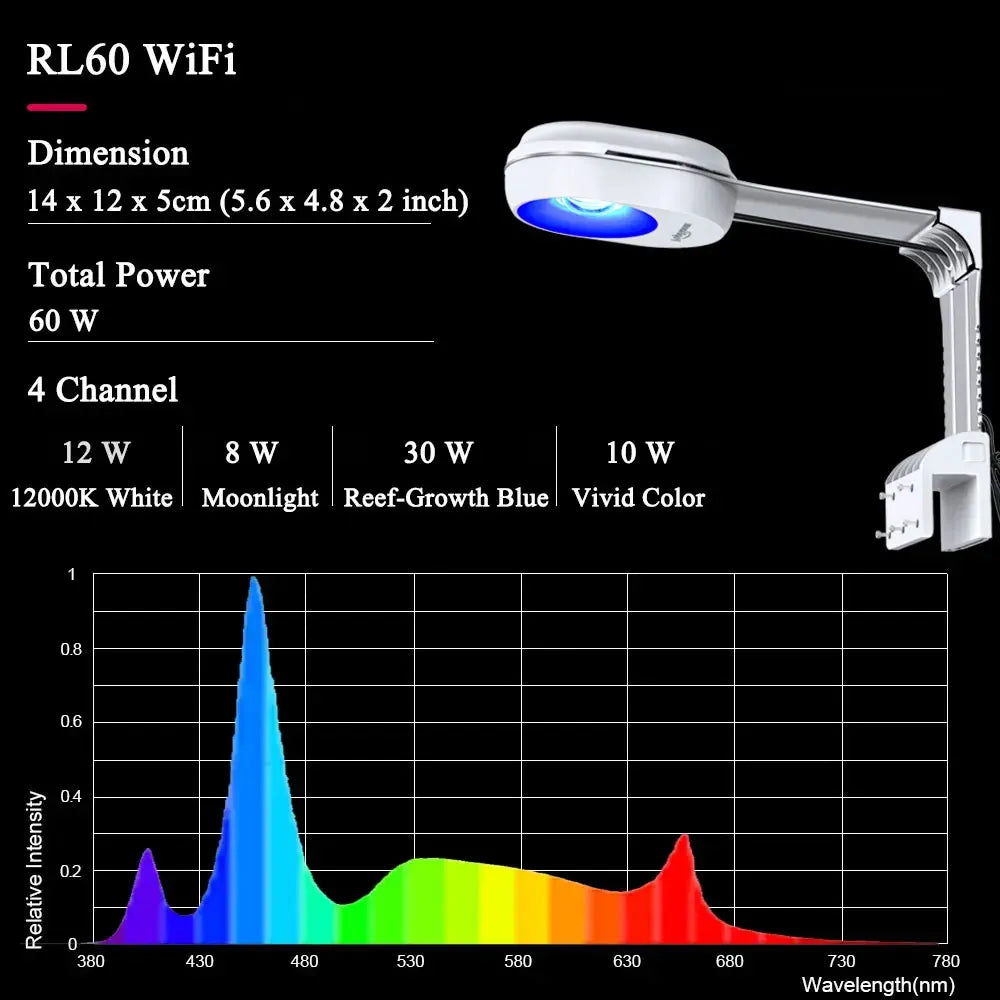 Led Aquarium Full Spectrum, Reef Marine Aquarium Light with Timer for 30cm-70cm Reef Coral SPS/LPS Saltwater Tank