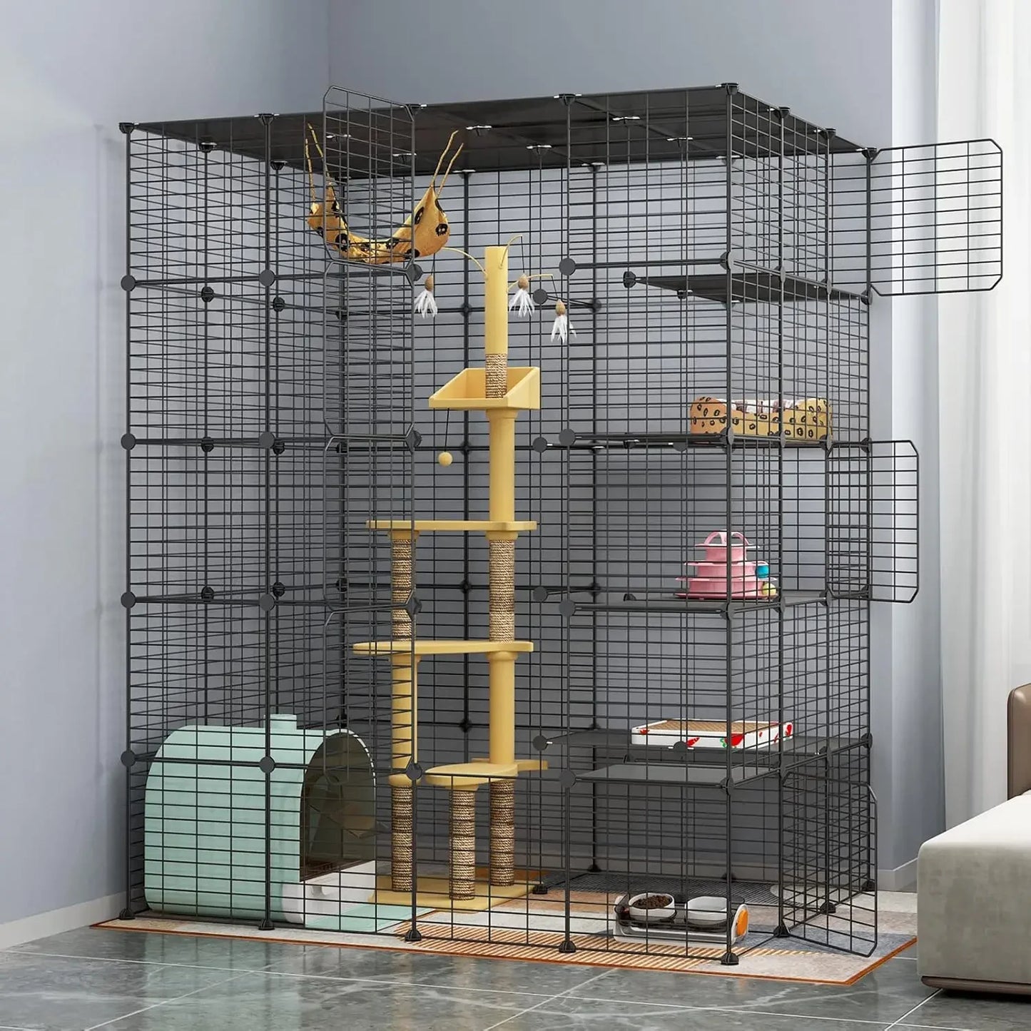 Large Indoor Cat Cage Metal Wire Ideal for 1-4 Cats