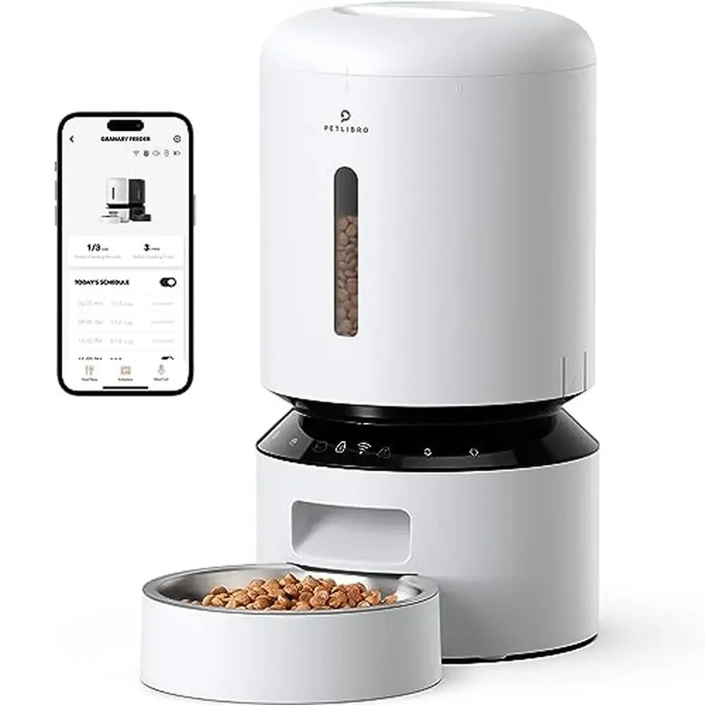 5G WiFi Automatic Pet Feeder 5L Timed Feeder Low Food Sensor Up to 10 Meals Smart Notification Steel Bowl