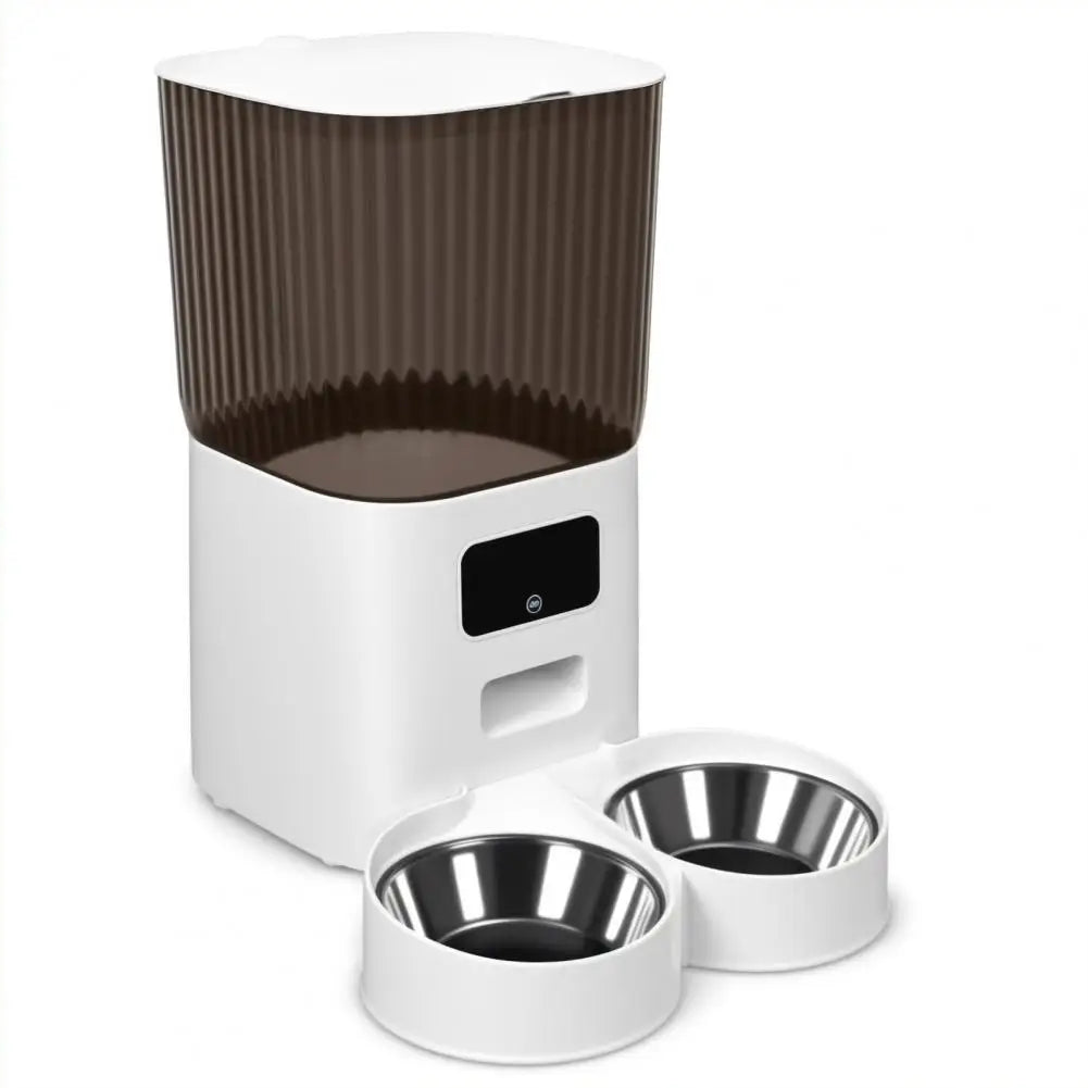 Smart Pet Feeder with Dual Bowls, WiFi APP Remote Control 5L Automatic