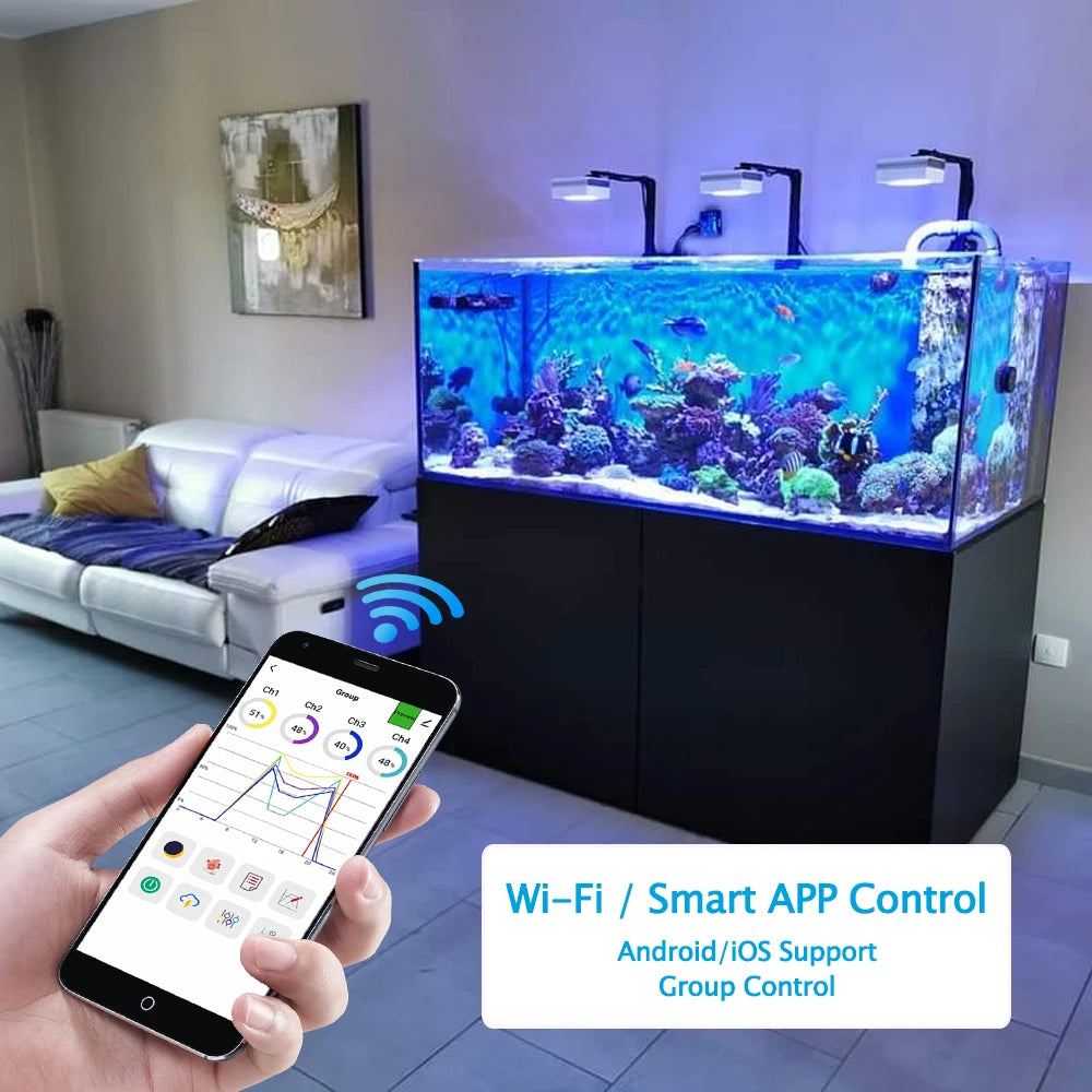 WiFi Led Aquarium Light Full Spectrum, Reef Light Saltwater Coral Growing Lamp