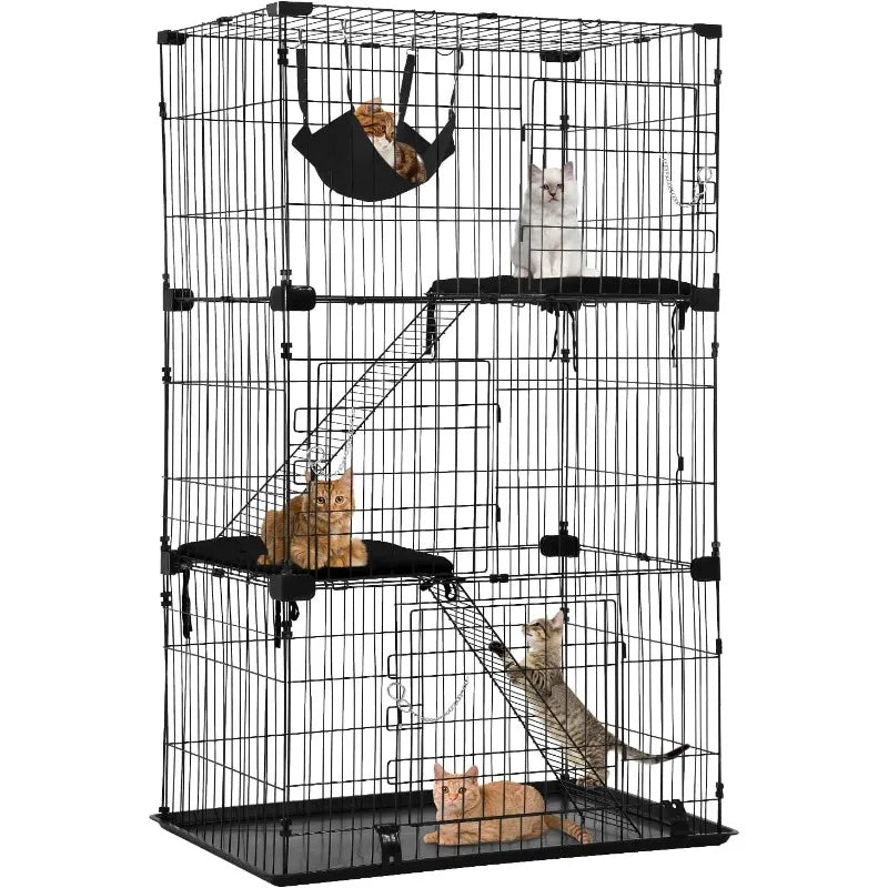 3-Tier 67 Inch Cat/Ferret Enclosure With Hammock, 3 Front Doors
