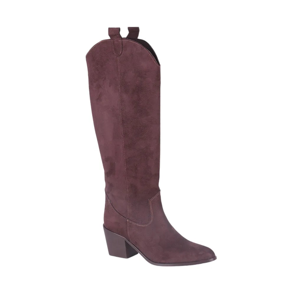 Brown Knee High Cowboy Boots for Women