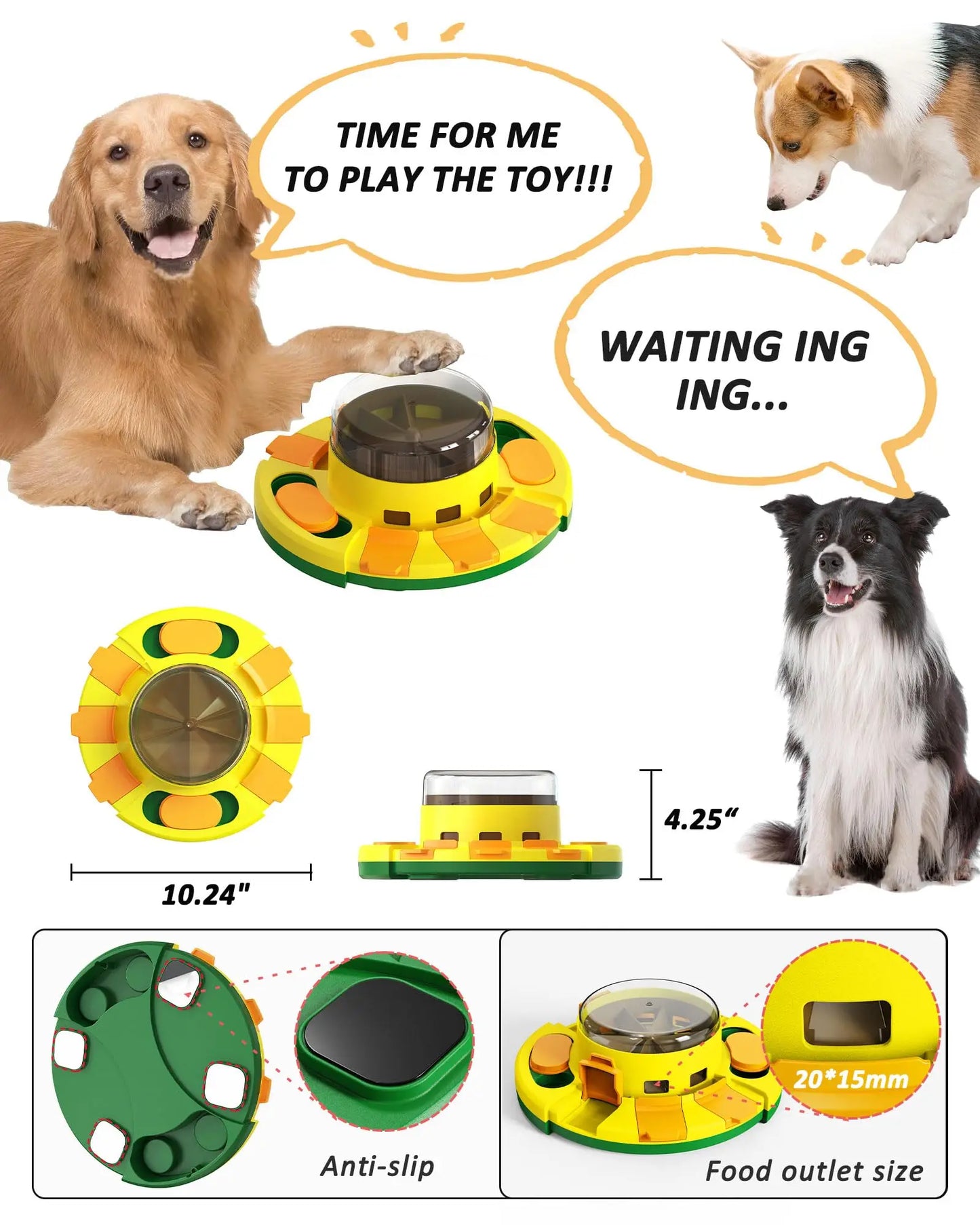Interactive Puzzle Toy Slow Feeder Dispenser for Dry Food and Treat Dispenser