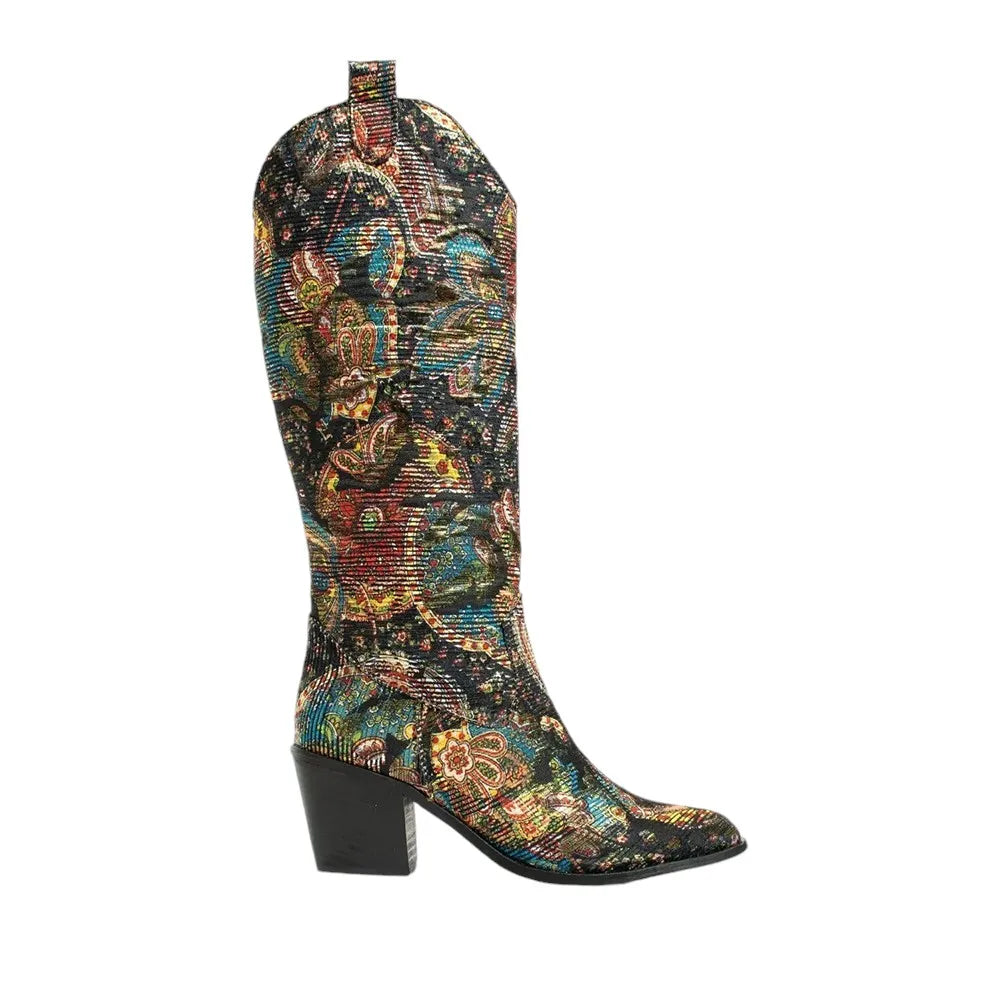 Woman's Knee High Colorful Cowboy Boots