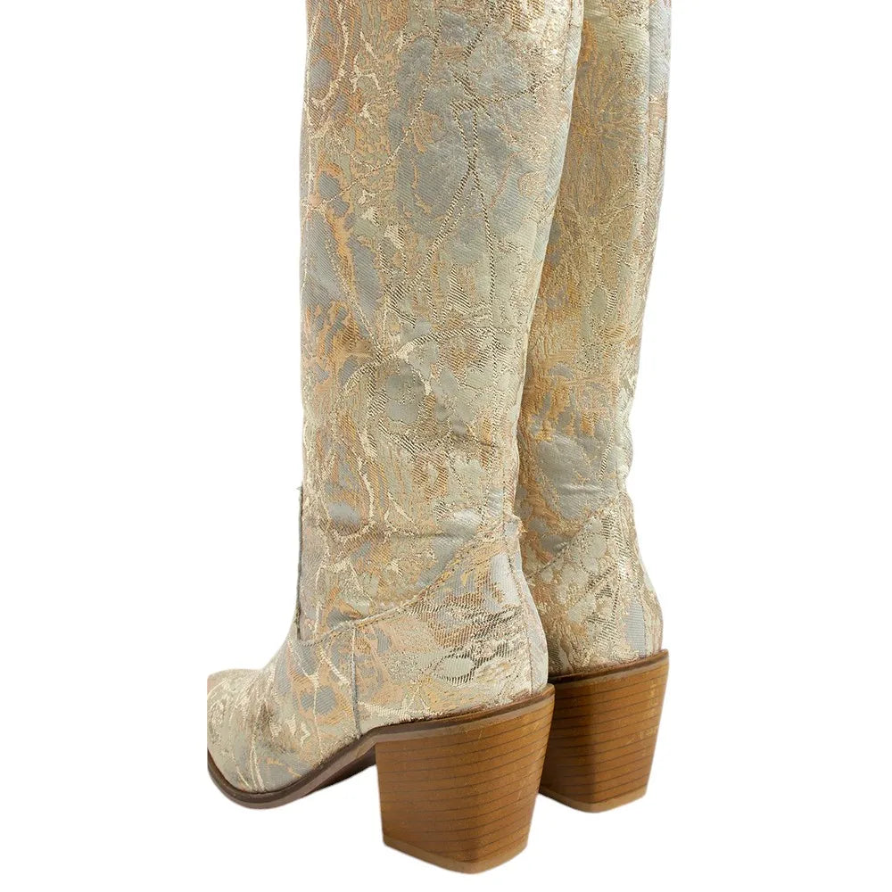 Colorful Knee High Cowboy Boots For Woman