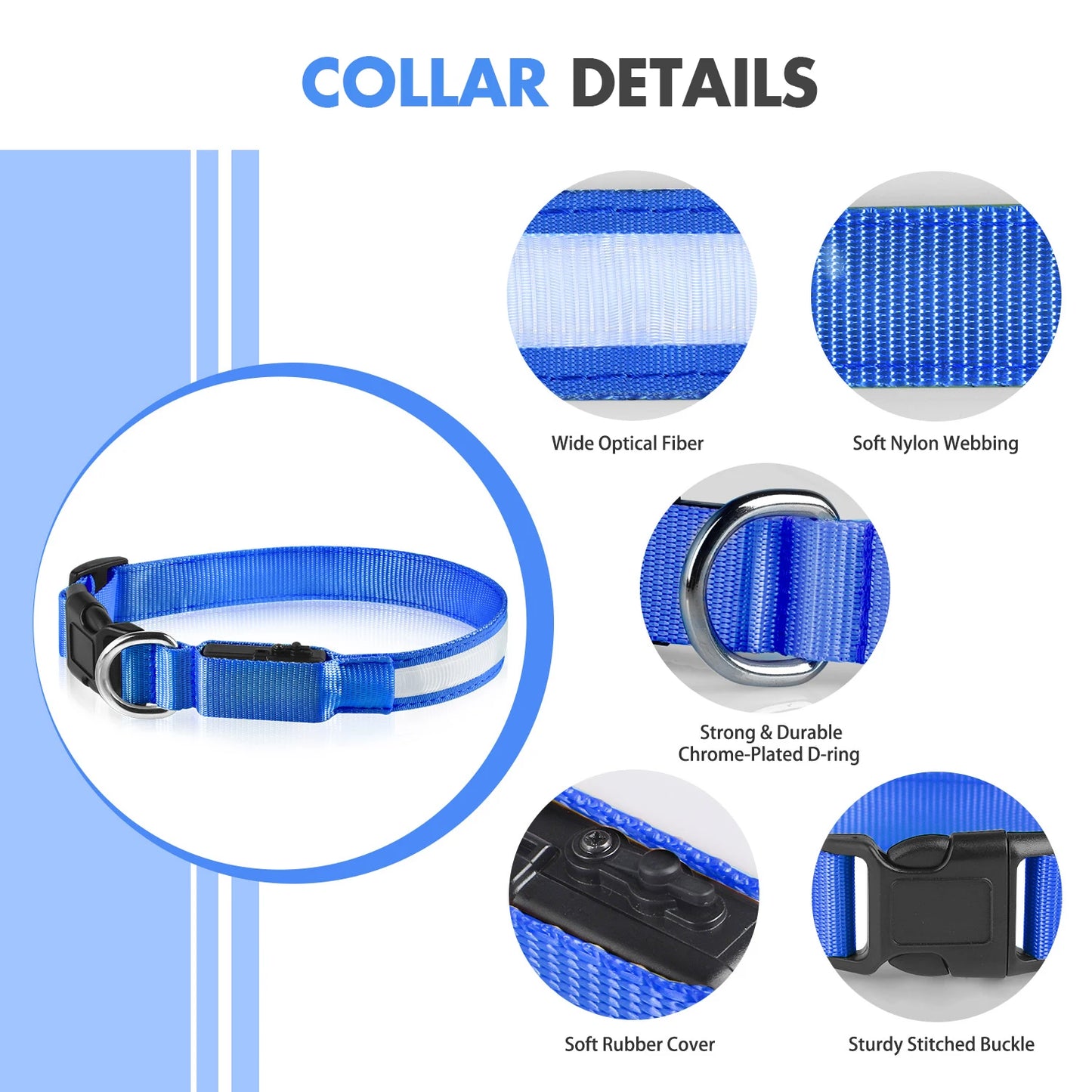 MASBRILL Luminous Dog Collar, Waterproof Safety Collars