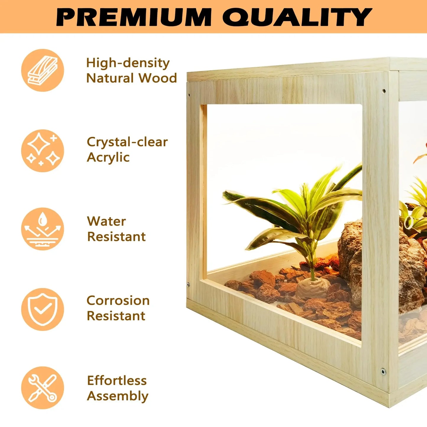 28 Gallon Terrarium Reptile Habitat Suitable for Reptiles, Snakes