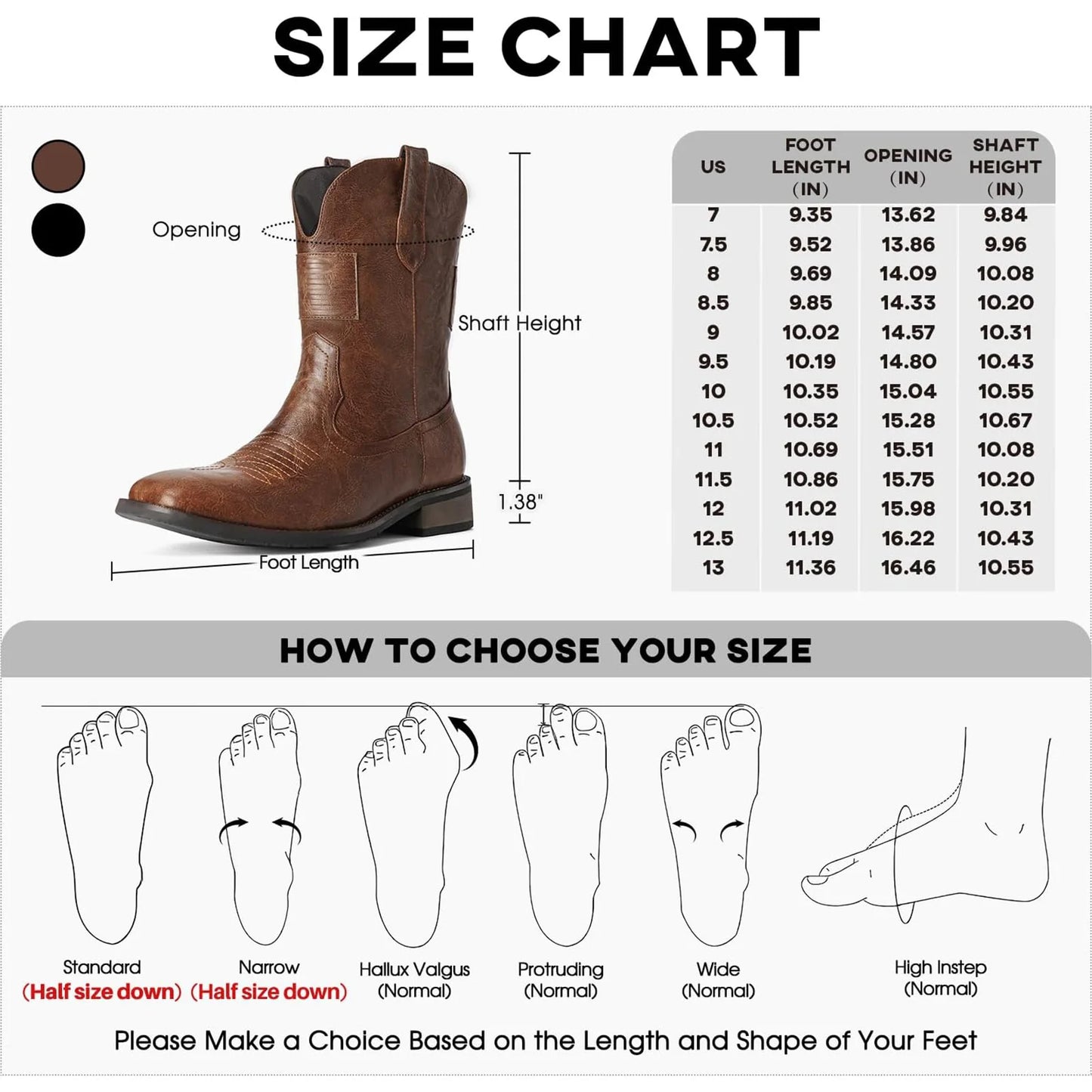 Cowboy Boots For Men - Square Toe Western With Flag