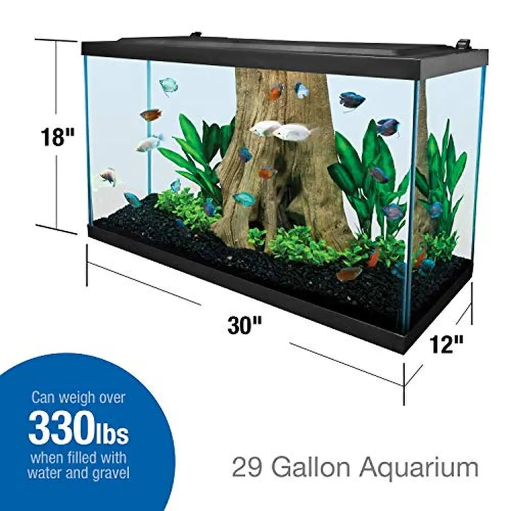 29 Gallon Rectangular Glass Aquarium Kit With Customizable Accessories 30"L x 12"W x