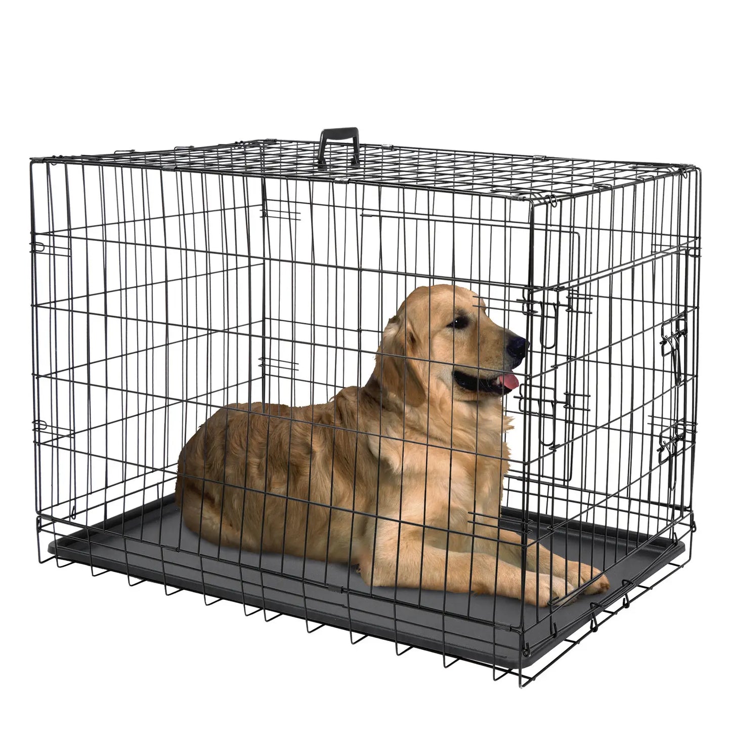 US Metal Pet Crate 2 Door with Pan, Black, 30 ", 36", 42"