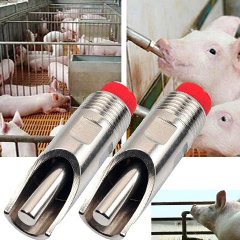 5/10pcs Pig, Cow Watering Drinker Stainless Steel Automatic Nipples