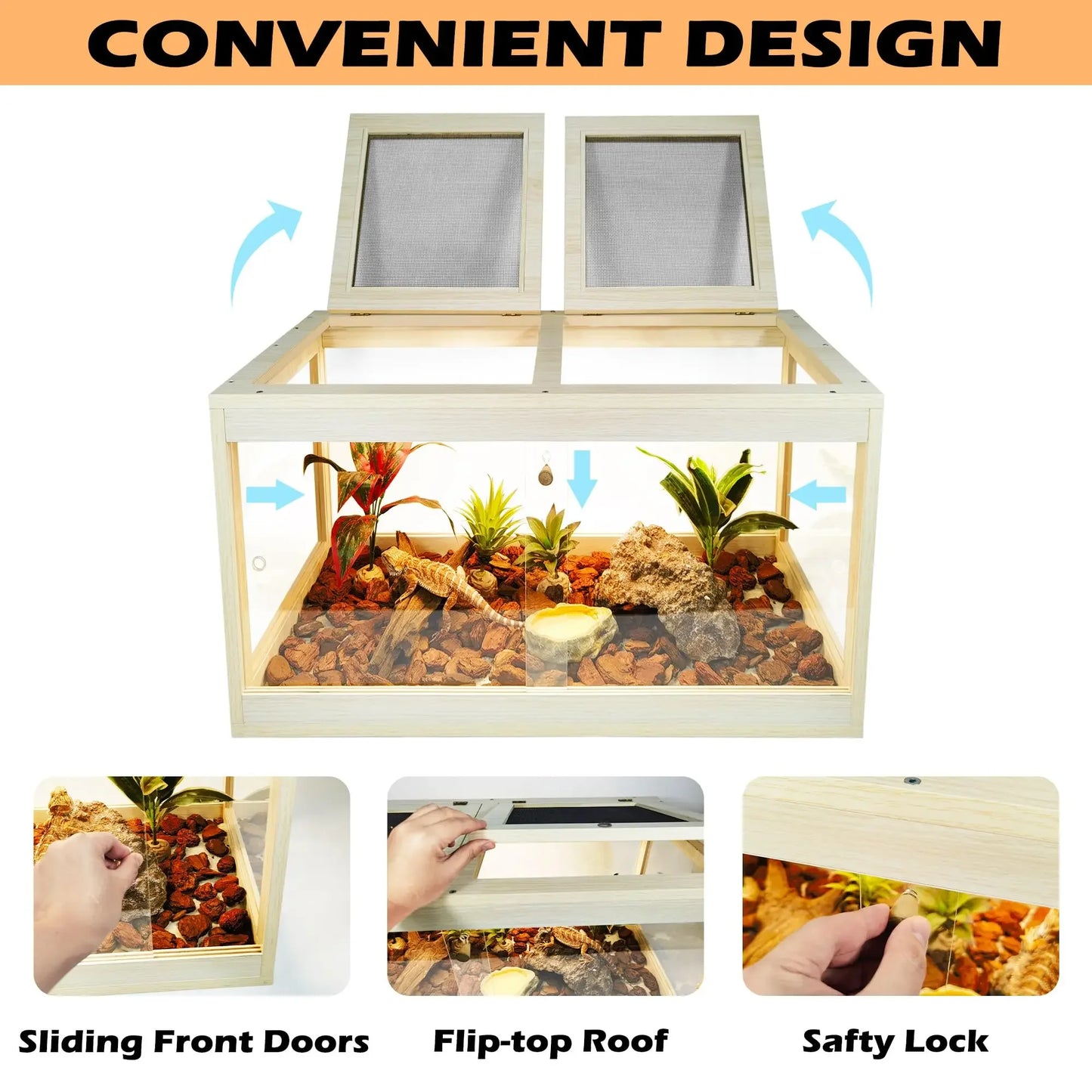 28 Gallon Terrarium Reptile Habitat Suitable for Reptiles, Snakes