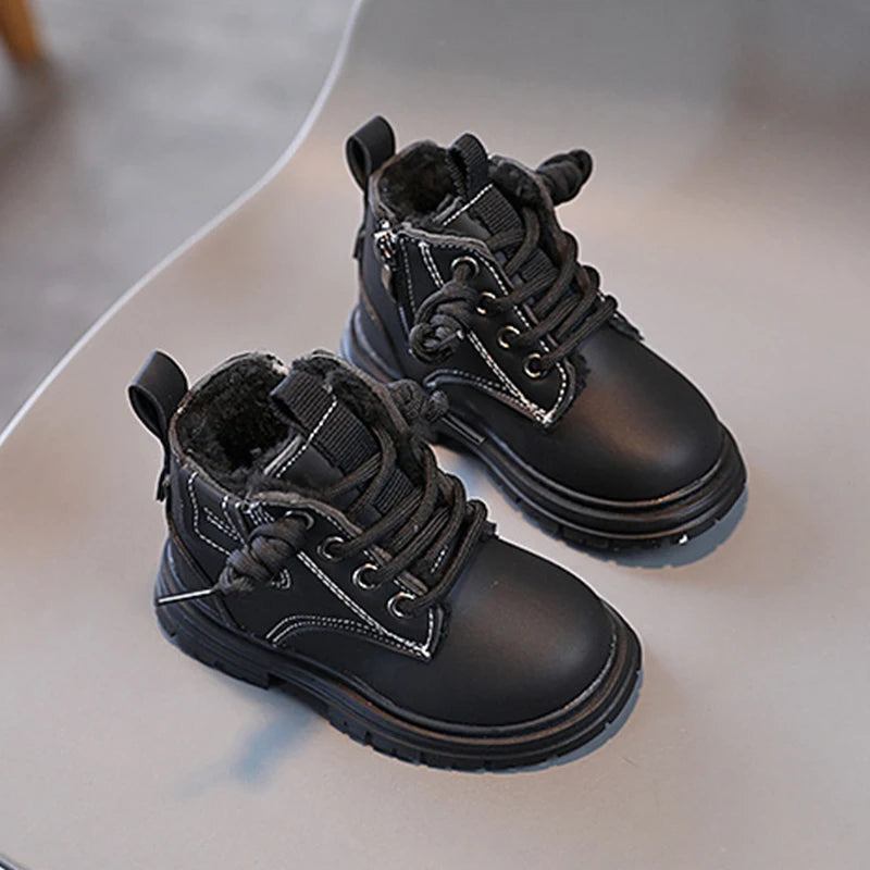 Children's Warm Short Leather Boots