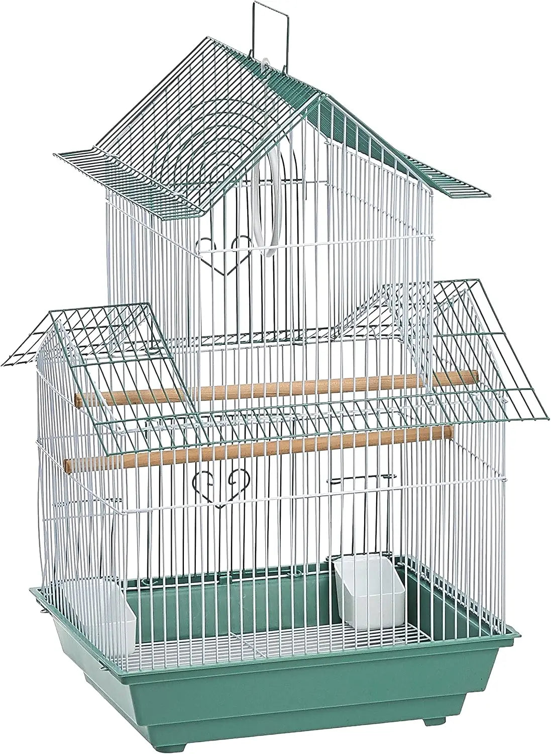 Parakeet Bird Cage 13.5x11x22 Inch Swing Perches Cups Tray Toy